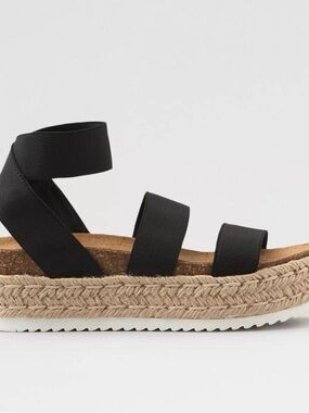 Black Steve Madden Kimmie Platform Espadrille Sandals